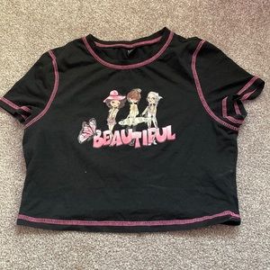 y2k black cropped t-shirt